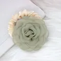 Eleganter Haargummi mit Organza-Kamelie in Hellgrün und Cremeweiß für Damen - Cyan Grün