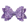 Sparkling purple glitter bow accessory for straw cups and hair styling with sequins - Purple