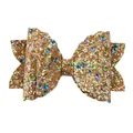 Detail of multi-layered glitter bow with colorful sequins for tumbler straw decoration - Khaki