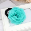 Elastico per capelli con fiore di rosa in chiffon blu turchese per l'estate - Verde mela