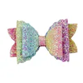 Glittering multi-color sequin bow decoration for tumblers and straw accessories - Rainbow