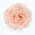 Elegant peach organza camellia flower brooch with layered petals for suit accessory - Flat Pad / Pink