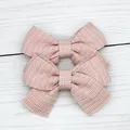 Paar rosa gewebte Haarschleifen mit feinem Goldglitzer und klassischem Karomuster - 2-Rosa