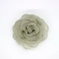 Pinza para el pelo camelia de organza verde salvia con pétalos 3D para accesorios de bricolaje - Verde Ciano