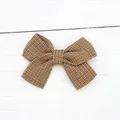Fiocco in tessuto a righe marrone e beige per accessori capelli o cappelli fai da te - Griglia Cachi