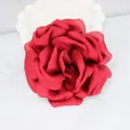 Handmade deep red satin fabric peony flower for hair accessories and elegant brooches - Dual-purpose Clip Style / Burgundy