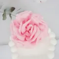 Elegant 10cm pink satin fabric flower brooch with layered petals for suit accessories - Pink