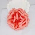 Elegant 10cm coral pink satin fabric flower brooch with layered petals for suit accessory - Dual-purpose Clip Style / Watermelon red