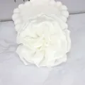 Handmade 10cm white satin fabric rose flower with layered petals and soft silk texture - White