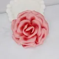 Elegant 10cm coral pink satin rose brooch pin with multi-layer silk fabric petals - Light Watermelon Red