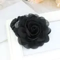 Elegante elastico per capelli con rosa in chiffon nera, design 3D ed elevata elasticità - Nero
