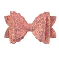 Pink glitter bow accessory for straw cups featuring sparkling sequins and tiered design - Snow Bud