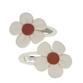 Cute sunflower hair clips for girls with beige checkered fabric and corduroy center - Beige Coffee