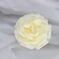 Elegant cream satin fabric rose brooch pin with multi-layered petals for suits and sweaters - Beige