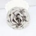 Handmade 10cm light grey satin fabric rose flower brooch accessory for elegant styling - Gray