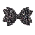 Sparkling black glitter bow accessory with colorful sequins for tumbler straws and hair ties - Black