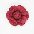 Fiore di camelia in denim bordeaux fatto a mano per accessori per capelli e cappelli - Stile a Fondo Piatto / Borgogna
