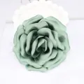 Peony silk fabric flower accessory in elegant bean green with multi-layered petals - Turquoise Green