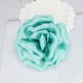 Elegant 10cm turquoise satin fabric rose brooch pin for women suit and sweater accessory - Aqua