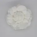White fabric camellia flower accessory for DIY hair clips and brooch decorations - Flat Bottom Style / White