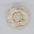 French vintage cream denim camellia flower hair accessory and DIY brooch floral part - Flat Bottom Style / Beige