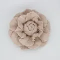 Handmade beige camellia denim flower accessory for headwear and clothing brooch decor - Flat Bottom Style / Deep Beige