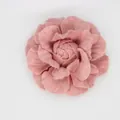 French retro style handmade denim fabric camellia flower in elegant dusty rose pink - Flat Bottom Style / Pink