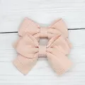 Pair of cute pink checkered bow hair clips for girls in a soft cotton fabric - Snow Bud