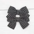 Pair of classic black and white tweed bow hair clips for girls in elegant princess style - Black and White