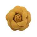 Senfgelbe Kamelien-Stoffblume mit Schichtblättern für DIY-Bekleidungszubehör und Hüte - Ingwergelb