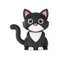 Cuenta de gato 3D de silicona en blanco y negro para cadenas de móvil y joyería DIY - Gato gris 3D con cola larga