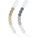 Attache-tétine en silicone alimentaire avec perles aux tons neutres pour bébé - Style 04