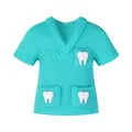 Light blue 3D dental scrub top silicone bead with V-neck and tooth pattern for DIY crafts - Green 3D Dentist Uniform
