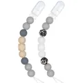 Lot de deux attaches-tétines en silicone avec perles léopard et clips de sécurité - Style 05