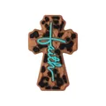 Leopard print kruis schoenbedeltje met faith tekst voor klompen en decoratie - Luipaard Faith Kruis