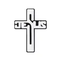 Zwart-witte siliconen kraal in kruisvorm met Jesus-tekst voor paasdecoratie projecten - Zwart Jesus Kruis