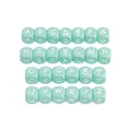 Perline in silicone con lettere A-Z verde menta per creazione gioielli neonati - Lettera A / Confezione da 100 / Bianco su Verde Chiaro