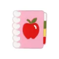Cuentas de silicona de libreta rosa con diseño de manzana roja y pestañas de color - Cuaderno de manzana