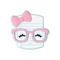 Cuenta de silicona de cuaderno con lazo rosa y gafas para manualidades y bisutería - Bloc de Notas con Gafas