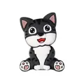 Cuenta de silicona gato negro 3D con orejas rosas para cadenas de móviles y manualidades - Gato gris de dibujos animados 3D