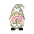 3D-Cartoon-Gnom-Silikonperle mit grünem Hut, Schmetterling und rosa Tulpe - 3D-Blumen-Gnom