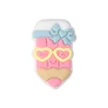 Cuenta de silicona de lápiz animado rosa y azul con gafas de corazón para bricolaje - Lápiz con Gafas de Dibujos Animados