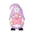 Süße 3D Silikon Gnom Perle in Hellviolett mit Blumenhut und rosa Schmetterling Dekor - 3D-Schmetterlings-Gnom