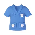 Blue dental scrub silicone charm with DENTAL text and tiny white teeth pattern detail - Blue 3D Dentist Uniform