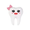 3D cartoon tooth silicone bead with pink bow and cute face for DIY jewelry making - 3D Ms. Tooth