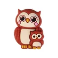 Cuenta de búho de silicona rojo oscuro con doble búho para joyería creativa 3D DIY - Mamá Búho 3D