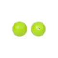 Two 15mm lime green silicone round beads with holes for DIY craft jewelry making - 5# Fluorescent Green