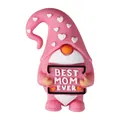 Charm in silicone a forma di gnomo rosa con scritta BEST MOM EVER e cuori - Dimensionale Cuore Mamma