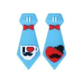 Perline in silicone 3D a cravatta blu con tazza e baffi a cuore per regali festa del papà - Stile Cravatta Blu 3D