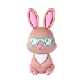 3D pink silicone bunny bead wearing blue sunglasses for DIY Easter jewelry making - 3D Rabbit